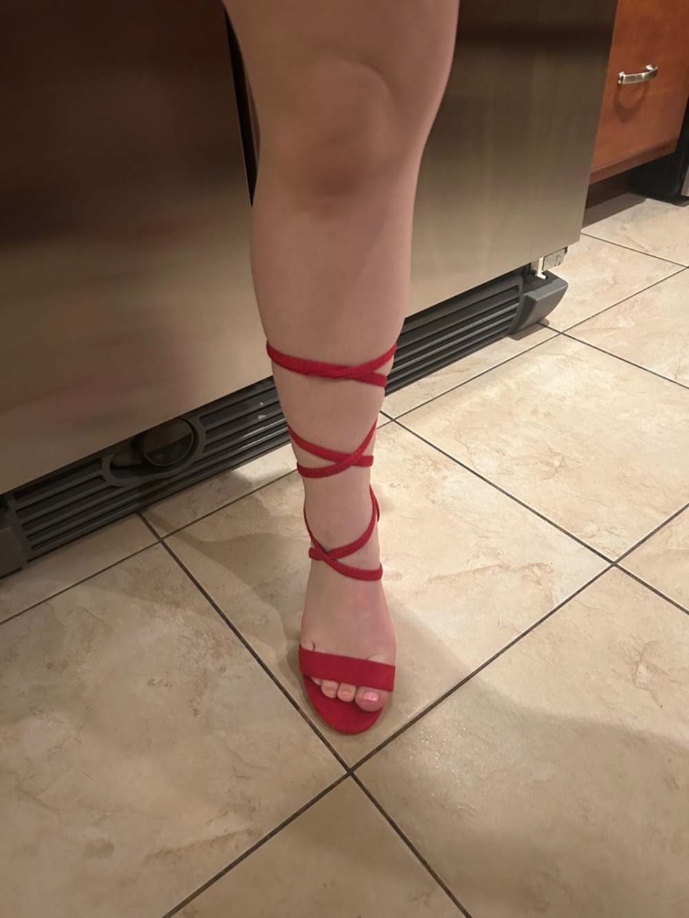 Allegra K Red Wrap-Around Strappy Stiletto Sandal